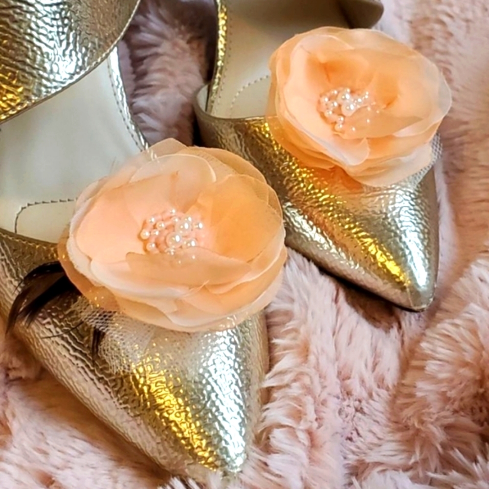 Peach & Pearl Vintage Handmade Shoe Clips